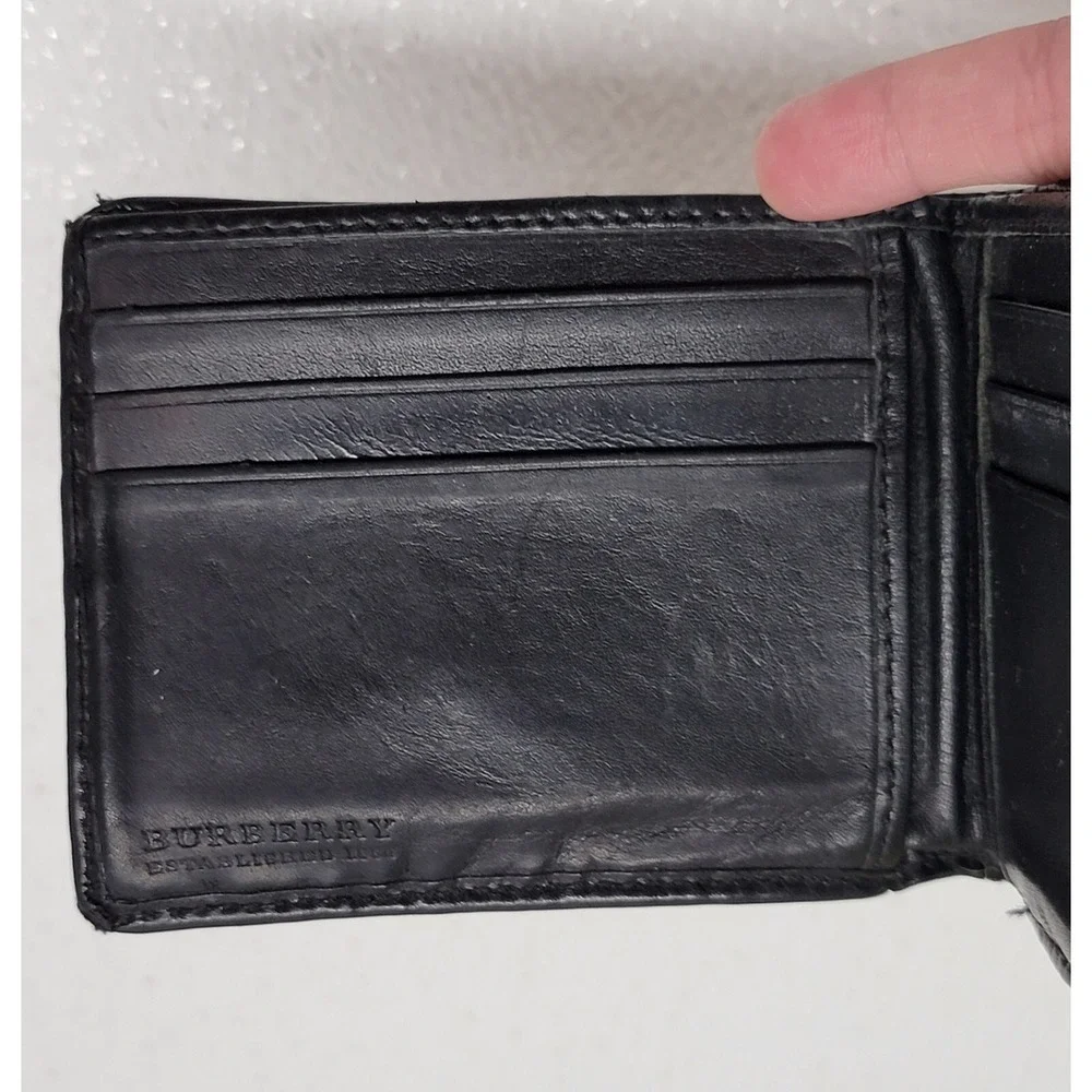 Burberry Black Bi-Fold Wallet Leather & Canvas